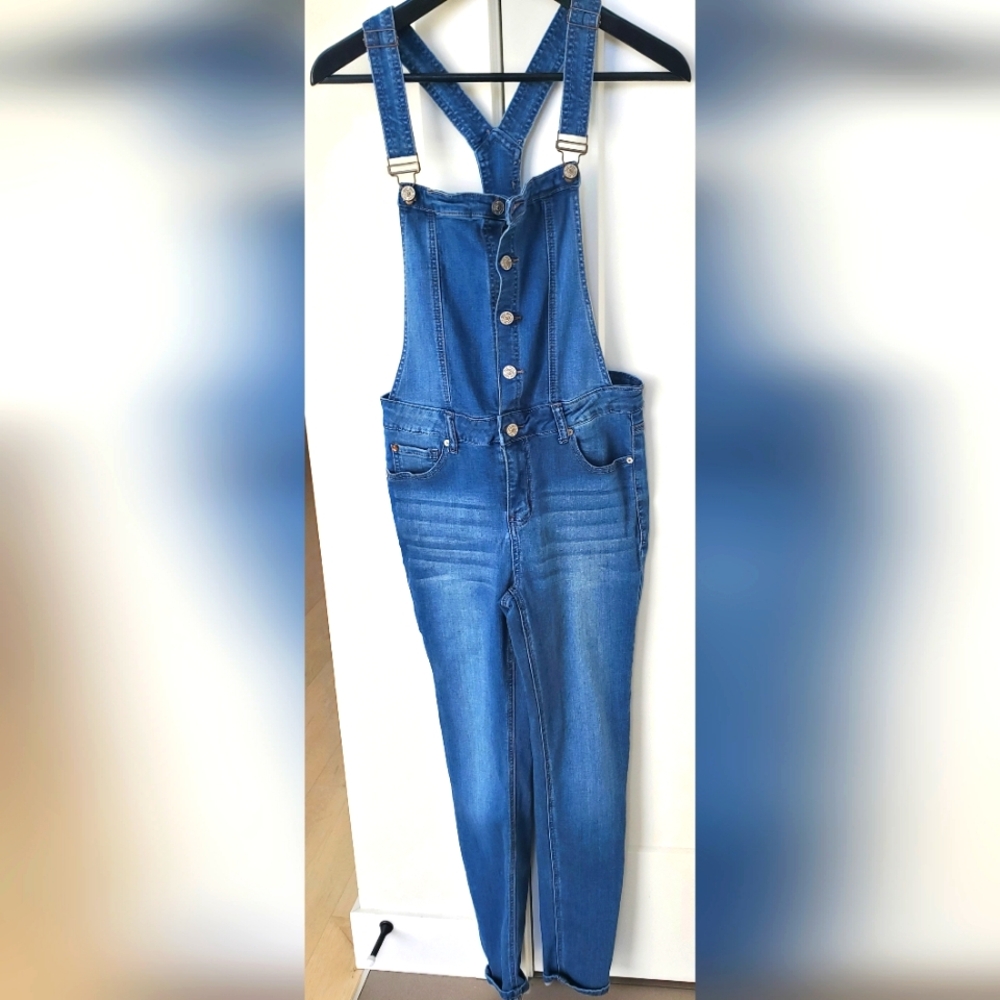 ENJEAN-Sz.M Not farmer Joe's Overalls, Soft stretchy denim, skinny, like NEW